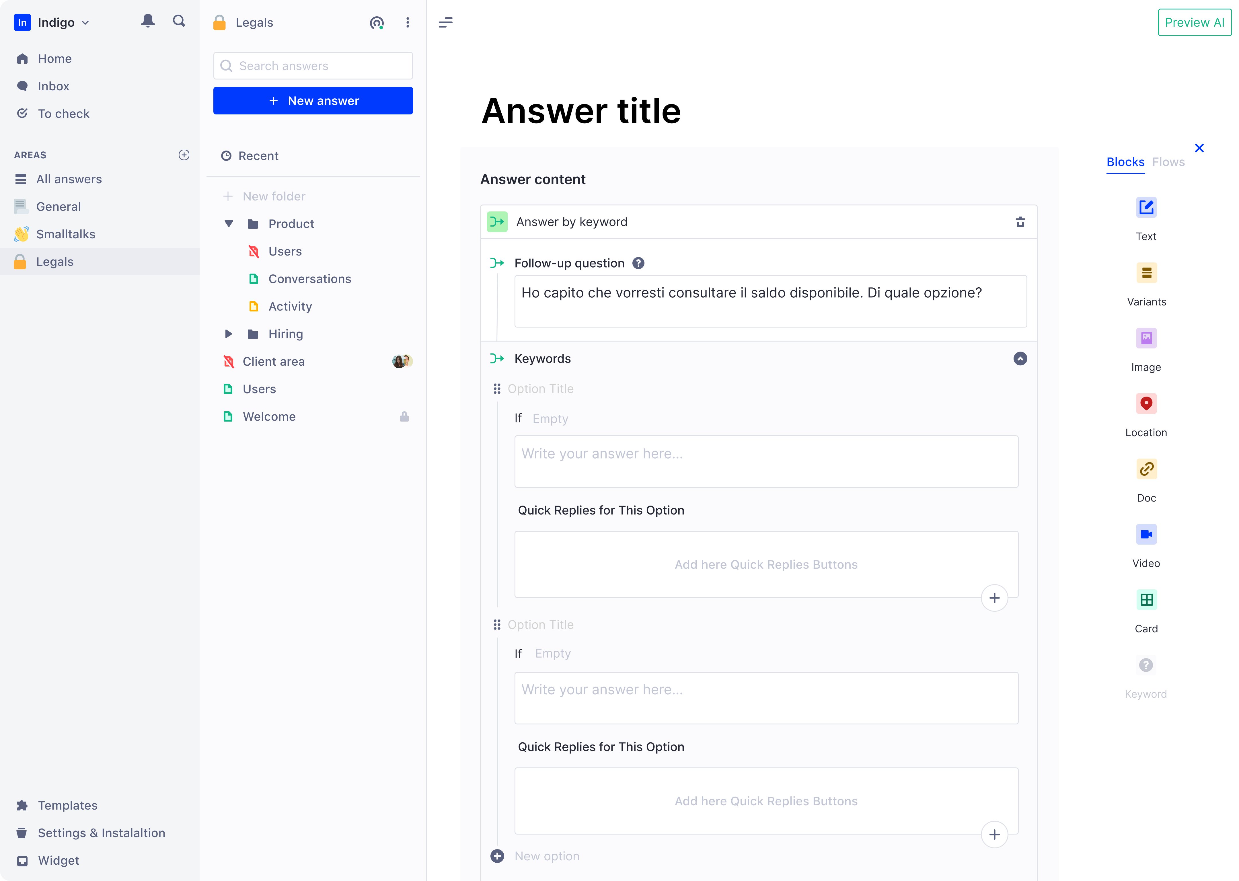 No-code Platform for Building AI Assistants